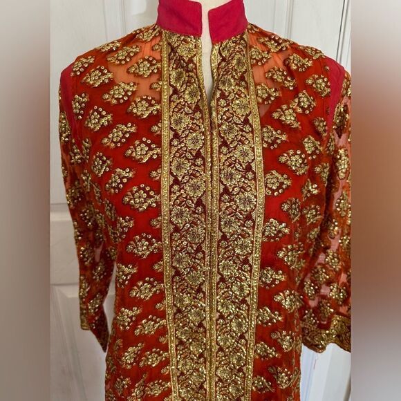 RUST PINK PAKISTANI DESIGNER FORMAL DRESS - Picture 3 of 8